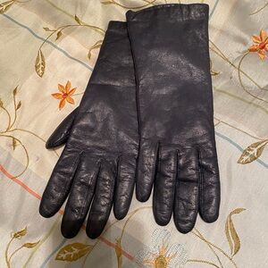 Aris Vtg Navy Blue Women’s Leather Gloves size 6 1/2 with 100% Cashmere Lining